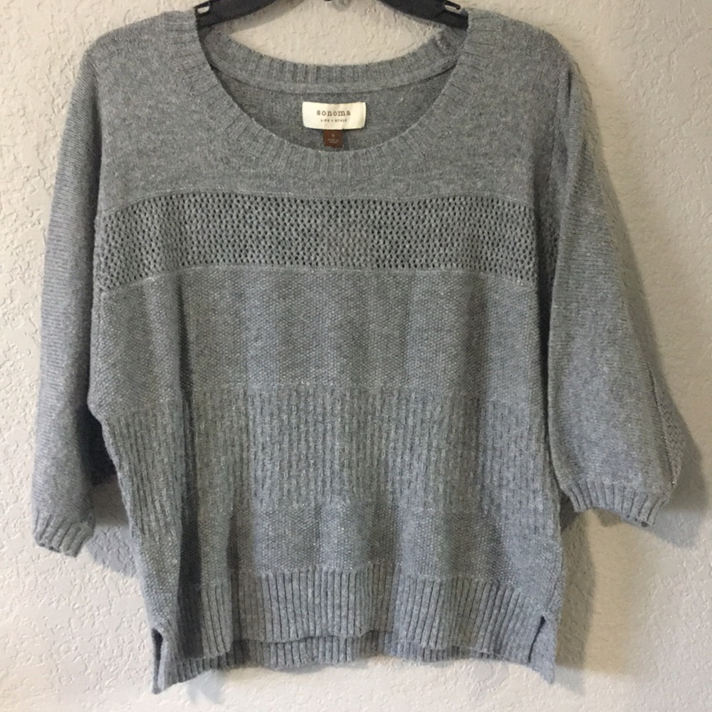 4/$25 Sonoma Gray Knit Short Sleeve Sweater Size Small